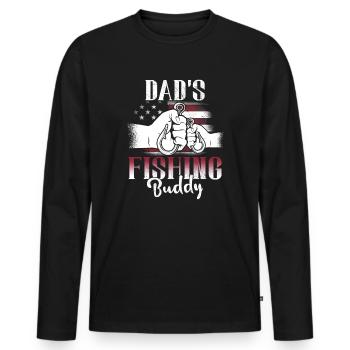Angeln Angler Vater Sohn Dad's Fishing Buddy - Männer Premium Bio Langarmshirt - Schwarz - Vorne - Nico (187cm)