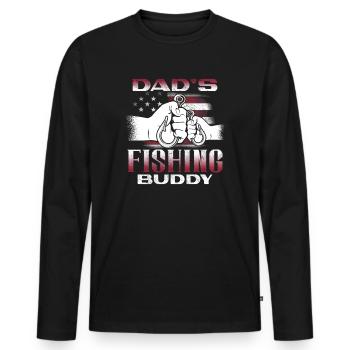 Fishing Angler Father Son Dad's Fishing Buddy - Men's Premium Organic Long Sleeve Shirt - black - Front - Nico (187cm)