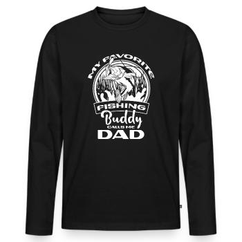 Angeln mon copain de pêche préféré m’appelle papa - T-shirt manches longues Premium bio Homme - noir - Devant - Nico (187cm)