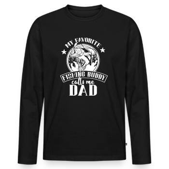 Angeln mon copain de pêche préféré m’appelle papa - T-shirt manches longues Premium bio Homme - noir - Devant - Nico (187cm)