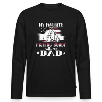 Angeln mon copain de pêche préféré m’appelle papa - T-shirt manches longues Premium bio Homme - noir - Devant - Nico (187cm)