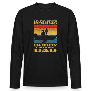 Angeln mon copain de pêche préféré m’appelle papa - T-shirt manches longues Premium bio Homme - noir - Devant - Nico (187cm)