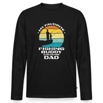Angeln mon copain de pêche préféré m’appelle papa - T-shirt manches longues Premium bio Homme - noir - Devant - Nico (187cm)