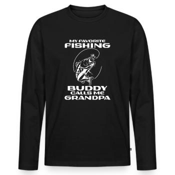 Angeln My Favorite Fishing Buddy Calls Me Grandpa - Men's Premium Organic Long Sleeve Shirt - black - Front - Nico (187cm)