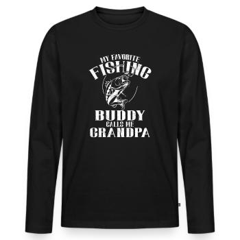 Angeln My Favorite Fishing Buddy Calls Me Grandpa - Men's Premium Organic Long Sleeve Shirt - black - Front - Nico (187cm)