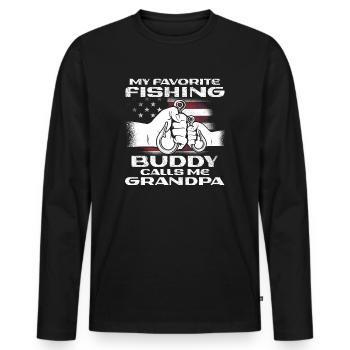 Angeln My Favorite Fishing Buddy Calls Me Grandpa - Men's Premium Organic Long Sleeve Shirt - black - Front - Nico (187cm)