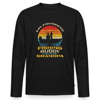 Angler My Favorite Fishing Buddy Calls Me Grandpa - Men's Premium Organic Long Sleeve Shirt - black - Front - Nico (187cm)