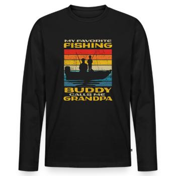 Angler My Favorite Fishing Buddy Calls Me Grandpa - Men's Premium Organic Long Sleeve Shirt - black - Front - Nico (187cm)
