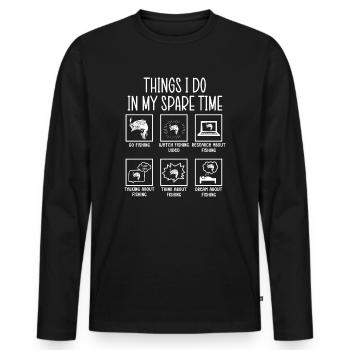 Fishing Fishing Angler Things I Do In My Spare Time - Men's Premium Organic Long Sleeve Shirt - black - Front - Nico (187cm)