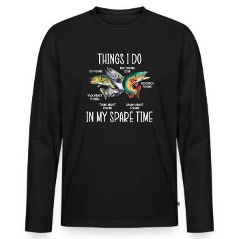 Pêche, pêche, pêche, choses que je fais pendant mon temps libre - T-shirt manches longues Premium bio Homme - noir - Devant - Nico (187cm)