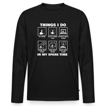 Pêche Pêche à la ligne Ce que je fais pendant mon temps libre - T-shirt manches longues Premium bio Homme - noir - Devant - Nico (187cm)