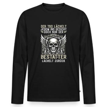 Bestatter Bestattungsfachkraft Geschenkidee Tod - Männer Premium Bio Langarmshirt - Schwarz - Vorne - Nico (187cm)