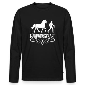 Führungskraft Pferd Geschenkidee Reiten Lustig - Männer Premium Bio Langarmshirt - Schwarz - Vorne - Nico (187cm)