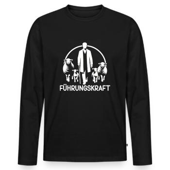 Führungskraft Schafe Schafhirte Geschenkidee Humor - Männer Premium Bio Langarmshirt - Schwarz - Vorne - Nico (187cm)
