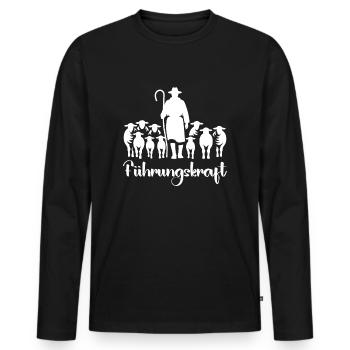Führungskraft Schafe Hirte Geschenkidee Lustig - Männer Premium Bio Langarmshirt - Schwarz - Vorne - Nico (187cm)