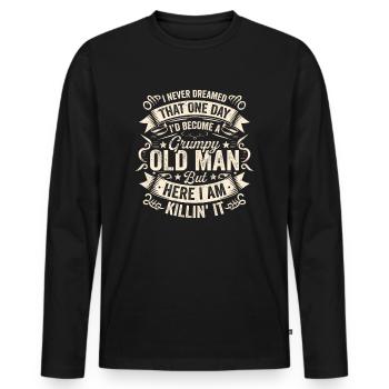 Grand-père grand-père disant humour devenir un vieil homme - T-shirt manches longues Premium bio Homme - noir - Devant - Nico (187cm)