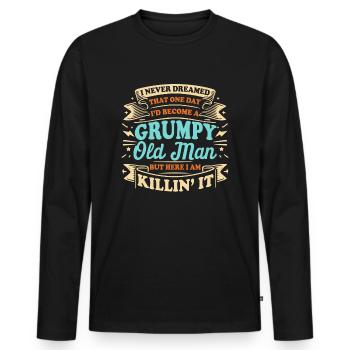 Grand-père grand-père disant humour devenir un vieil homme - T-shirt manches longues Premium bio Homme - noir - Devant - Nico (187cm)