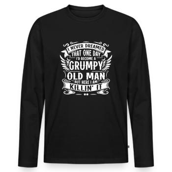 Opa Großvater Geschenkidee Become A Grumpy Old Man - Männer Premium Bio Langarmshirt - Schwarz - Vorne - Nico (187cm)