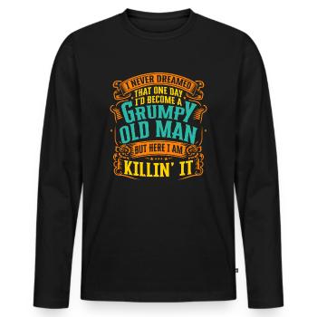 Opa Großvater Geschenkidee Become A Grumpy Old Man - Männer Premium Bio Langarmshirt - Schwarz - Vorne - Nico (187cm)