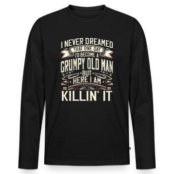 Grand-père grand-père disant humour devenir un vieil homme - T-shirt manches longues Premium bio Homme - noir - Devant - Nico (187cm)
