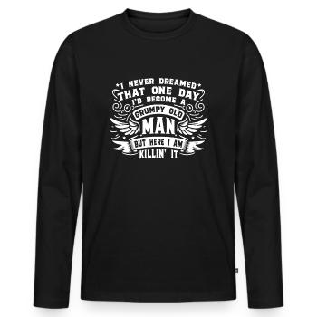 Opa Großvater Spruch Humor Become A Grumpy Old Man - Männer Premium Bio Langarmshirt - Schwarz - Vorne - Nico (187cm)