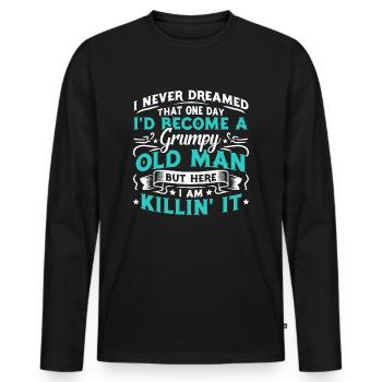 Grand-père grand-père disant humour devenir un vieil homme - T-shirt manches longues Premium bio Homme - noir - Devant - Nico (187cm)