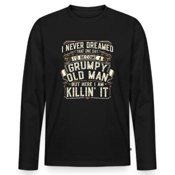 Grand-père grand-père disant humour devenir un vieil homme - T-shirt manches longues Premium bio Homme - noir - Devant - Nico (187cm)