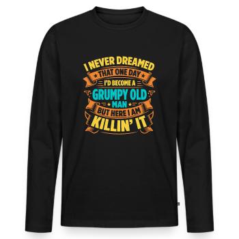 Idée de cadeau grand-père grand-père Devenez un vieil homme - T-shirt manches longues Premium bio Homme - noir - Devant - Nico (187cm)
