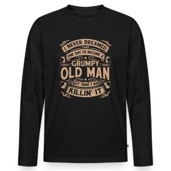 Opa Großvater Geschenkidee Become A Grumpy Old Man - Männer Premium Bio Langarmshirt - Schwarz - Vorne - Nico (187cm)
