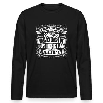 Idée de cadeau grand-père grand-père Devenez un vieil homme - T-shirt manches longues Premium bio Homme - noir - Devant - Nico (187cm)