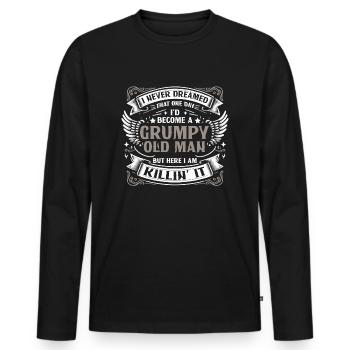 Grand-père Grand-père Humour Drôle Devenir un vieil homme - T-shirt manches longues Premium bio Homme - noir - Devant - Nico (187cm)
