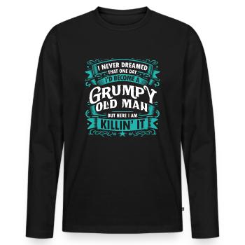 Grandpa Grandfather Pensioner Become A Grumpy Old Man - Men's Premium Organic Long Sleeve Shirt - black - Front - Nico (187cm)