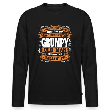 Grand-père grand-père à la retraite Devenez un vieil homme - T-shirt manches longues Premium bio Homme - noir - Devant - Nico (187cm)