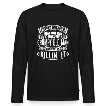 Idée de cadeau grand-père grand-père Devenez un vieil homme - T-shirt manches longues Premium bio Homme - noir - Devant - Nico (187cm)