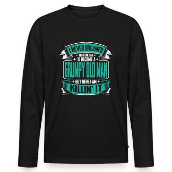 Grandpa Grandfather Pensioner Become A Grumpy Old Man - Men's Premium Organic Long Sleeve Shirt - black - Front - Nico (187cm)