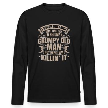Opa Großvater Ruhestand Become A Grumpy Old Man - Männer Premium Bio Langarmshirt - Schwarz - Vorne - Nico (187cm)