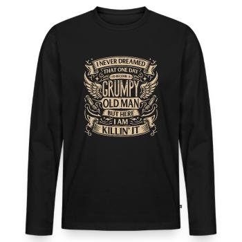 Grandpa Grandfather Pensioner Become A Grumpy Old Man - Men's Premium Organic Long Sleeve Shirt - black - Front - Nico (187cm)