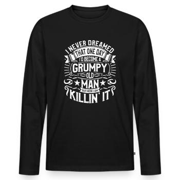 Opa Großvater Ruhestand Become A Grumpy Old Man - Männer Premium Bio Langarmshirt - Schwarz - Vorne - Nico (187cm)