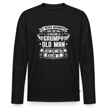 Grandpa Grandfather Pensioner Become A Grumpy Old Man - Men's Premium Organic Long Sleeve Shirt - black - Front - Nico (187cm)