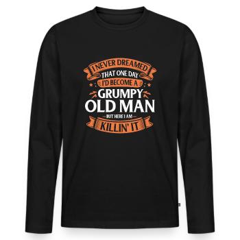 Grandpa Grandfather Pensioner Become A Grumpy Old Man - Men's Premium Organic Long Sleeve Shirt - black - Front - Nico (187cm)