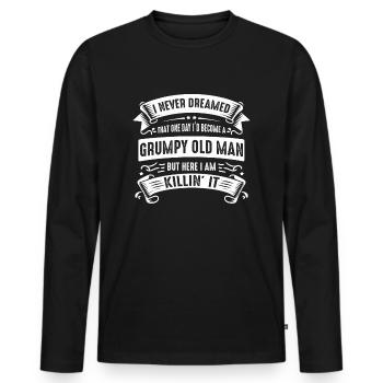 Opa Großvater Ruhestand Become A Grumpy Old Man - Männer Premium Bio Langarmshirt - Schwarz - Vorne - Nico (187cm)