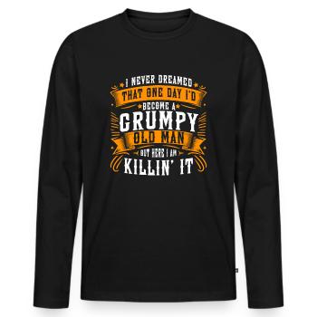 Opa Großvater Rentner Become A Grumpy Old Man - Männer Premium Bio Langarmshirt - Schwarz - Vorne - Nico (187cm)