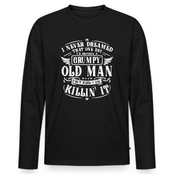 Opa Großvater Rentner Become A Grumpy Old Man - T-shirt manches longues Premium bio Homme - noir - Devant - Nico (187cm)