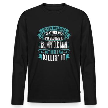 Idée de cadeau grand-père grand-père Devenez un vieil homme - T-shirt manches longues Premium bio Homme - noir - Devant - Nico (187cm)