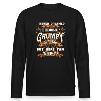 Idée de cadeau grand-père grand-père Devenez un vieil homme - T-shirt manches longues Premium bio Homme - noir - Devant - Nico (187cm)