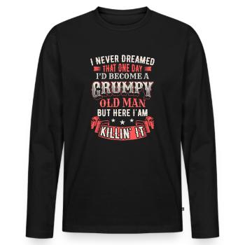 Grand-père grand-père retraité devenu un vieil homme - T-shirt manches longues Premium bio Homme - noir - Devant - Nico (187cm)