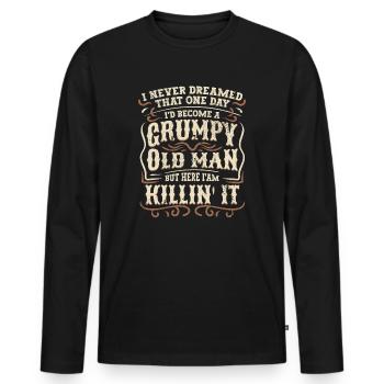 Opa Großvater Geschenkidee Become A Grumpy Old Man - Männer Premium Bio Langarmshirt - Schwarz - Vorne - Nico (187cm)