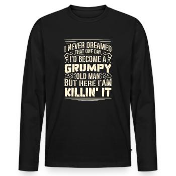 Grand-père grand-père retraité devenu un vieil homme - T-shirt manches longues Premium bio Homme - noir - Devant - Nico (187cm)