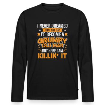 Idée de cadeau grand-père grand-père Devenez un vieil homme - T-shirt manches longues Premium bio Homme - noir - Devant - Nico (187cm)