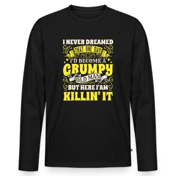 Grandpa Grandfather Pensioner Become A Grumpy Old Man - Men's Premium Organic Long Sleeve Shirt - black - Front - Nico (187cm)